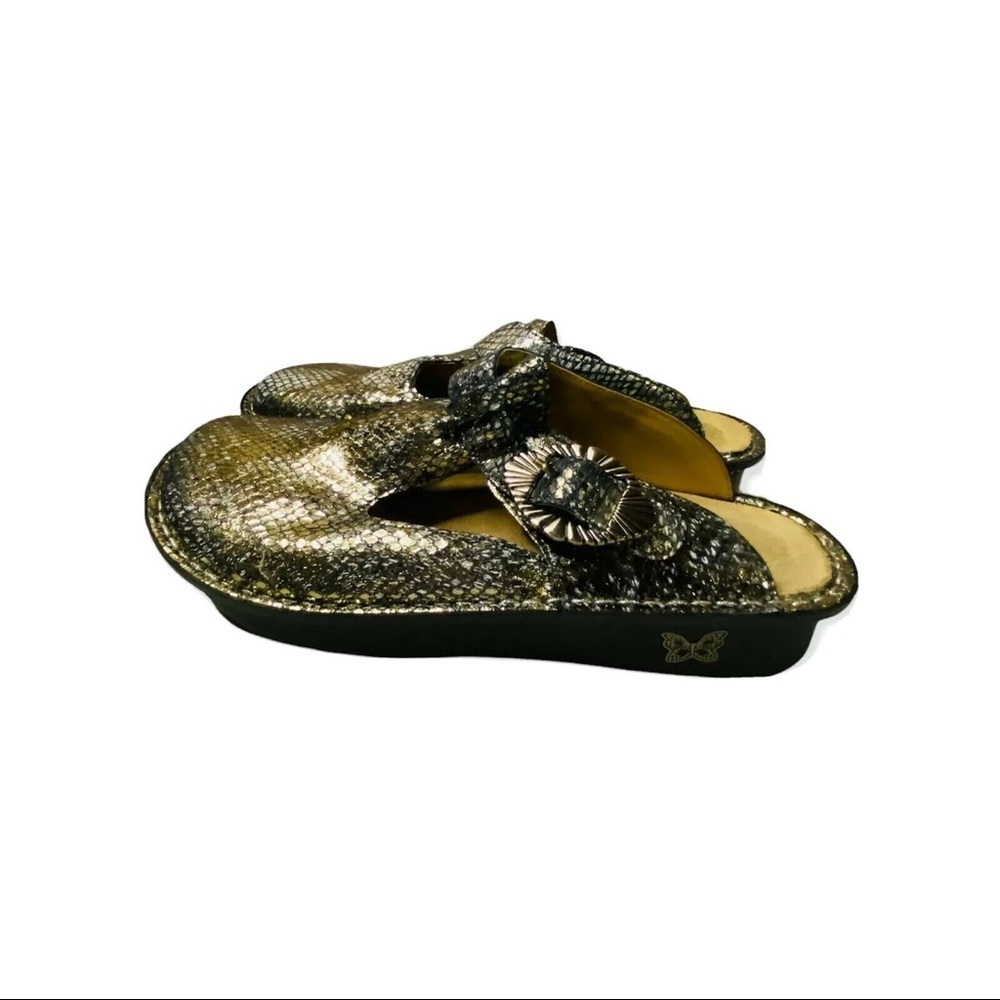 Alegria Posh Pewter Snake Print ALG-759 Leather Slip On Mules Sandals Sz… - Picture 4 of 9